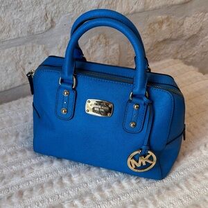 Michael Kors Cobalt Blue Satchel with Gold Accents